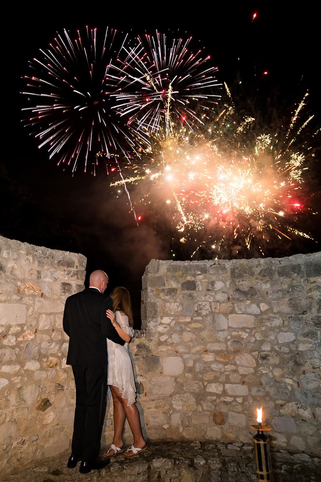 couple with fireworks